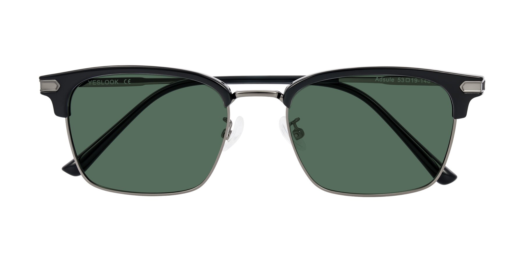 Folded Front of Adsule in Black/Gunmetal with Green Polarized Lenses