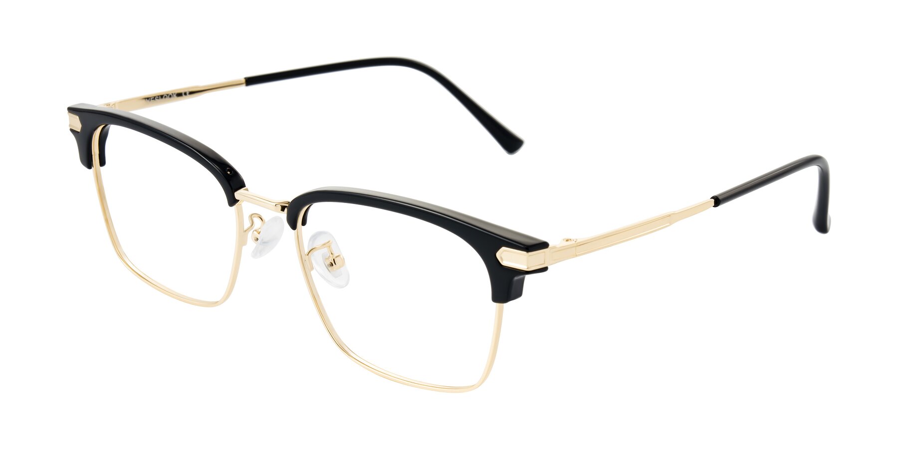 Angle of Adsule in Black/Gold with Clear Eyeglass Lenses