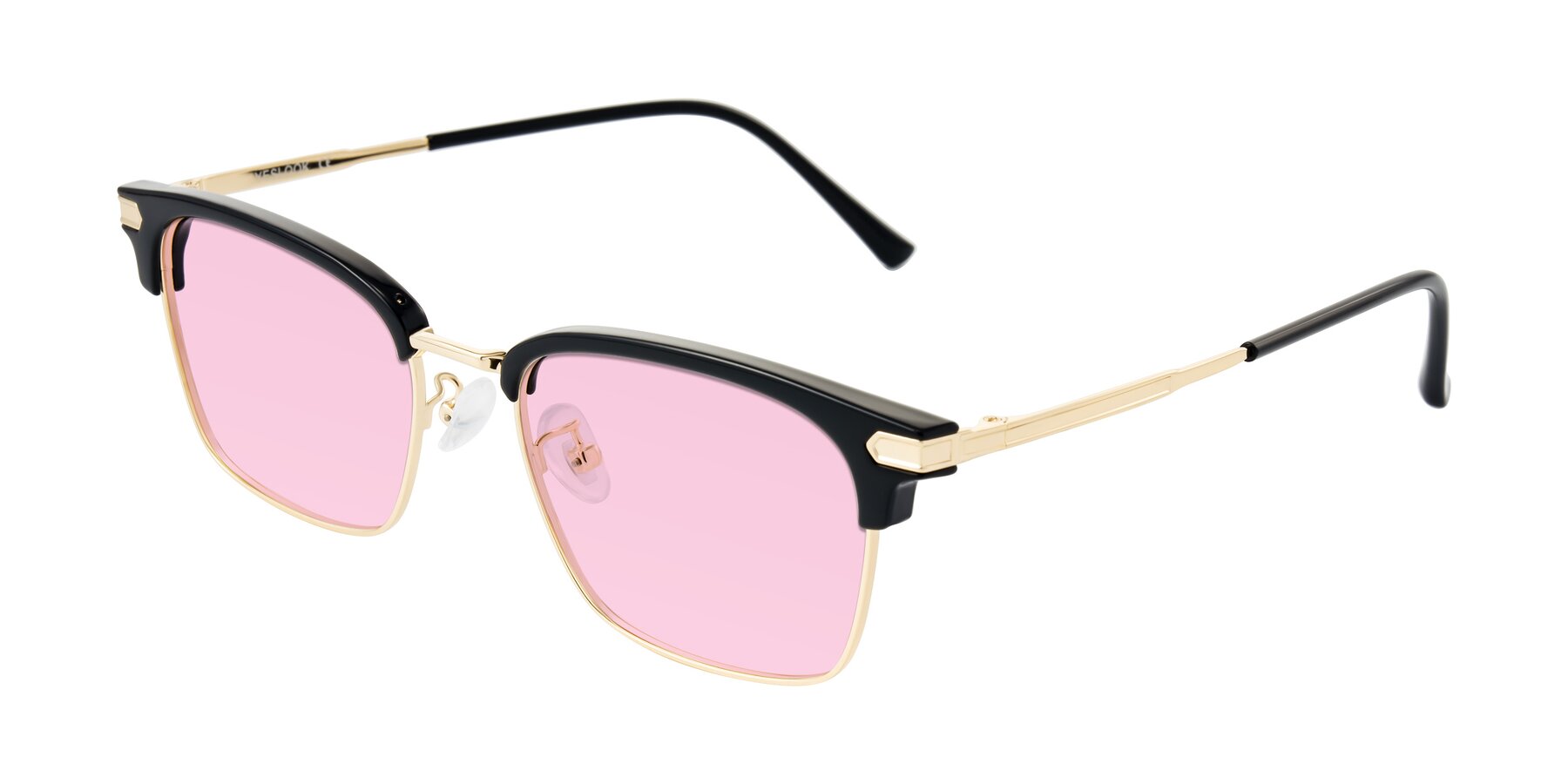 Angle of Adsule in Black/Gold with Light Pink Tinted Lenses