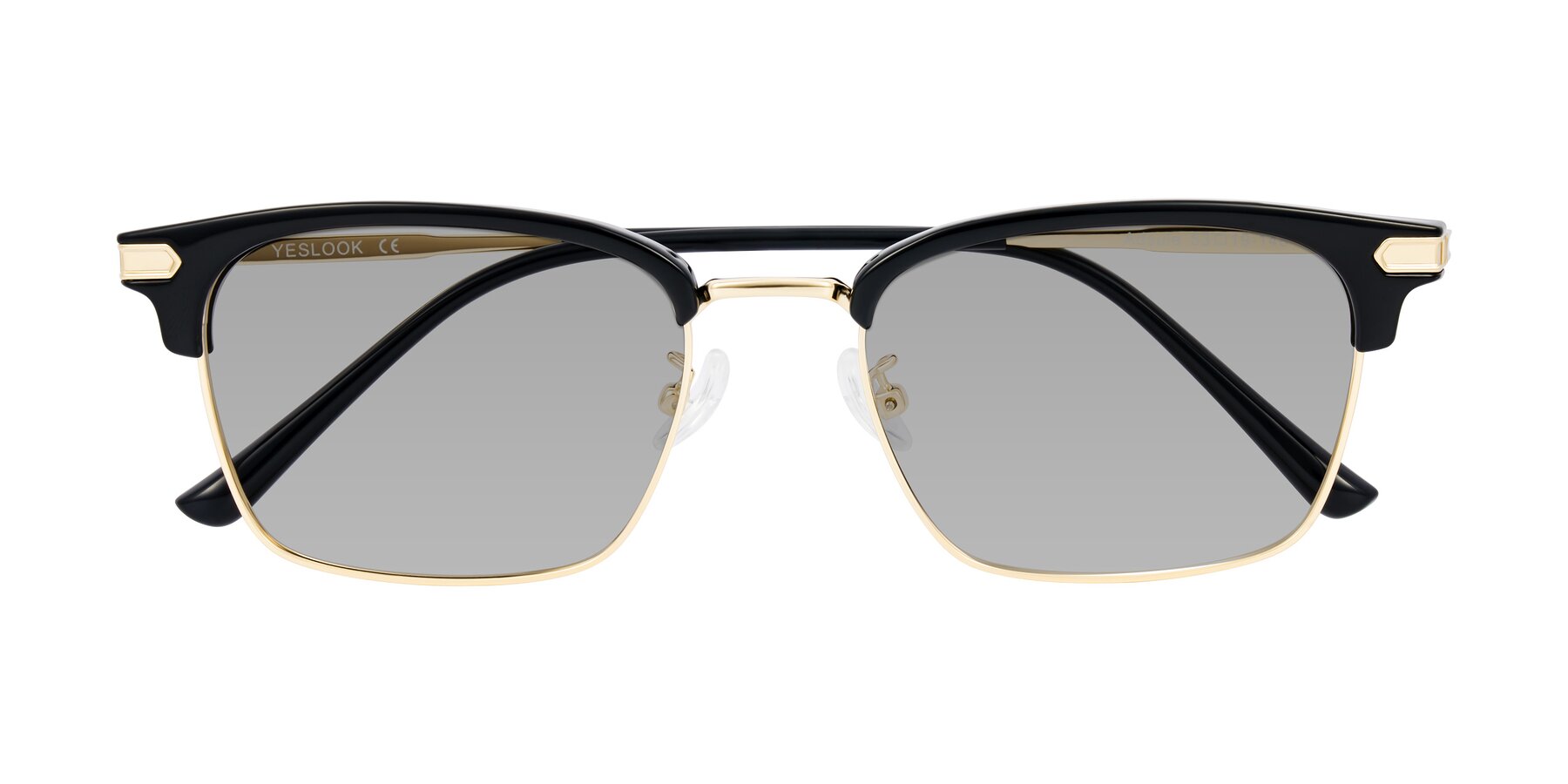 Folded Front of Adsule in Black/Gold with Light Gray Tinted Lenses