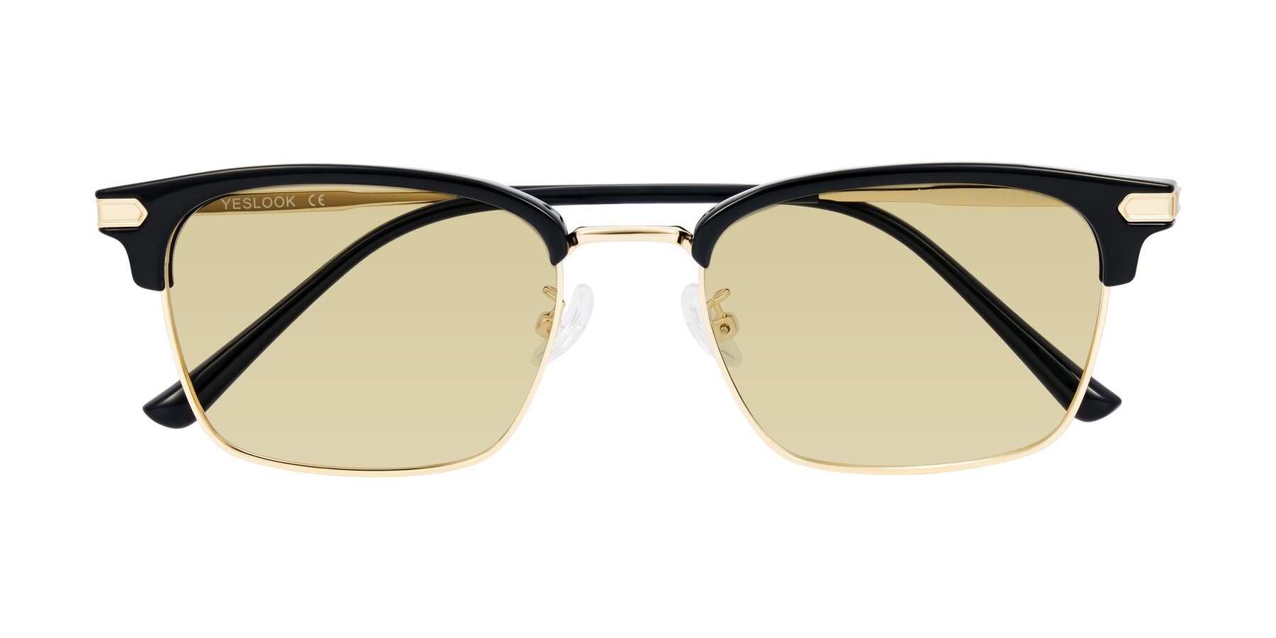 Folded Front of Adsule in Black/Gold with Light Champagne Tinted Lenses