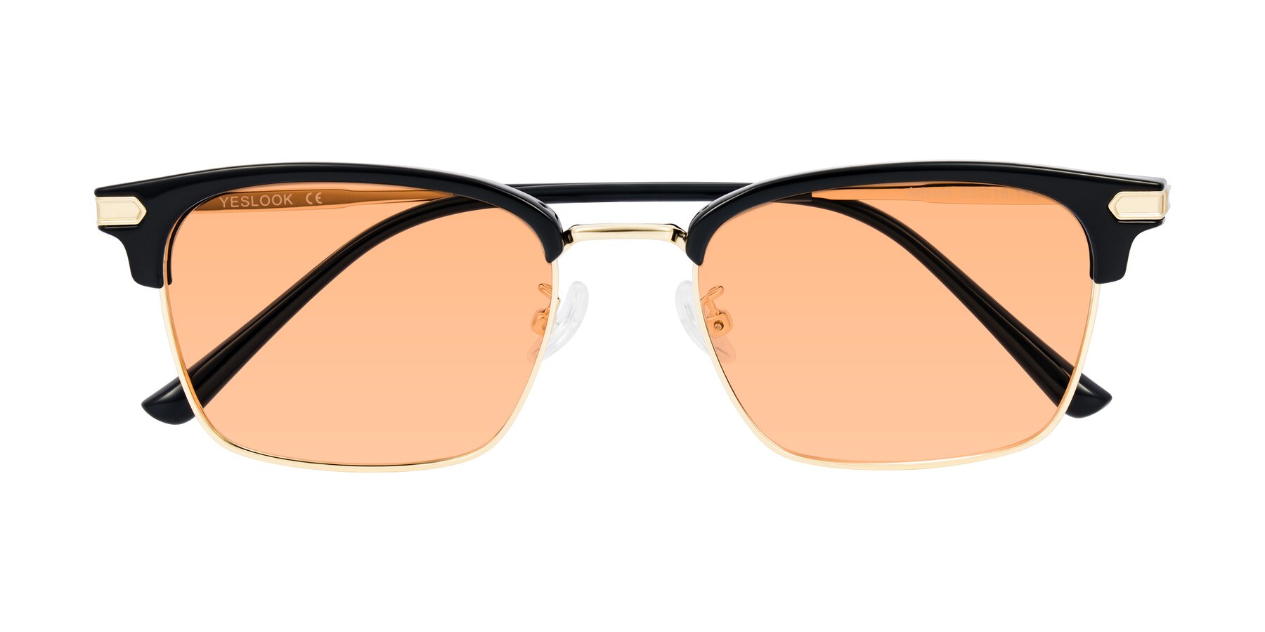Folded Front of Adsule in Black/Gold with Light Orange Tinted Lenses