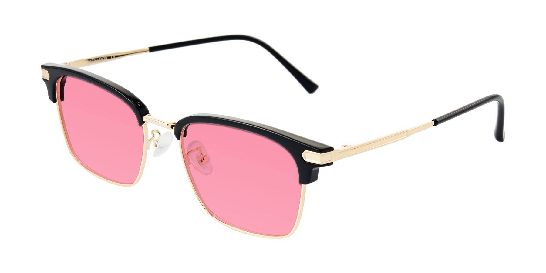 Angle of Adsule in Black/Gold with Pink Tinted Lenses