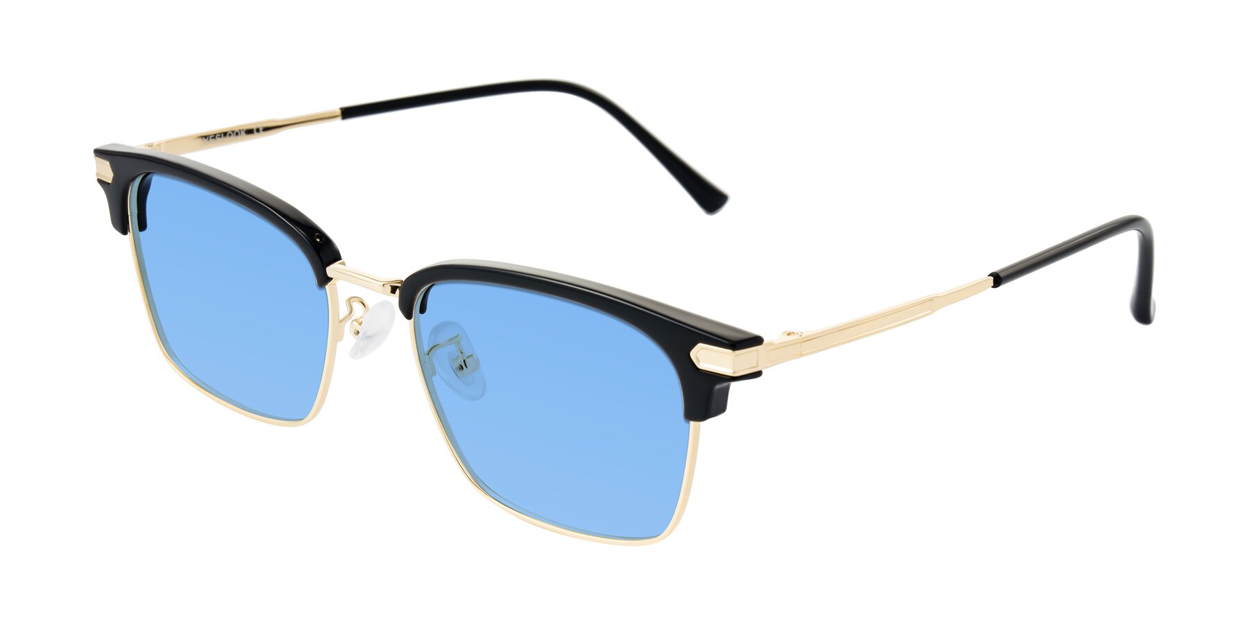 Angle of Adsule in Black/Gold with Medium Blue Tinted Lenses