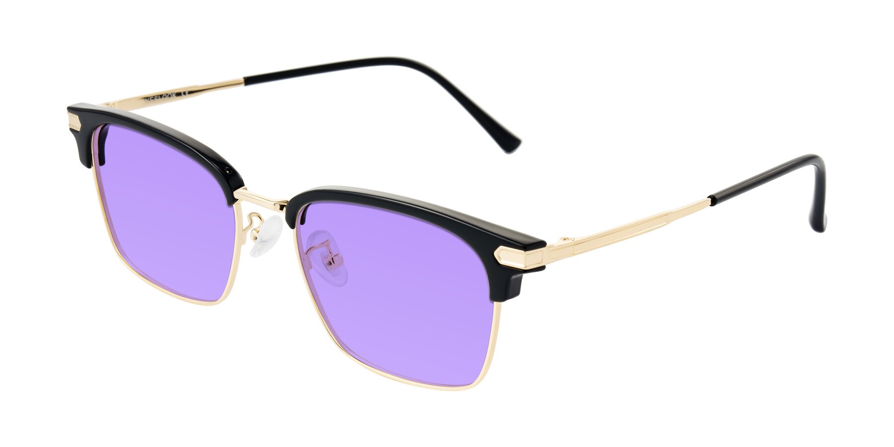 Angle of Adsule in Black/Gold with Medium Purple Tinted Lenses