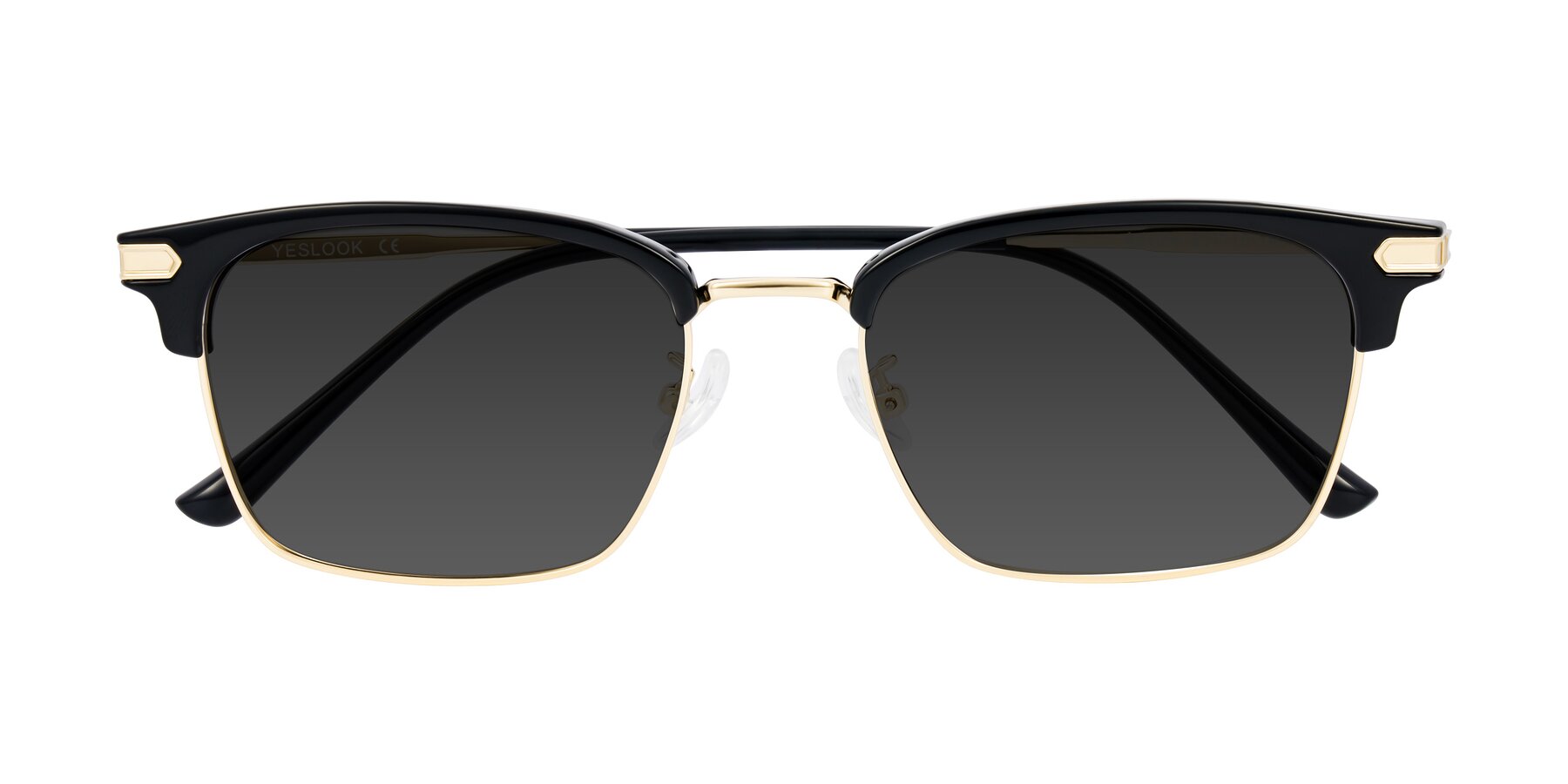 Folded Front of Adsule in Black/Gold with Gray Tinted Lenses