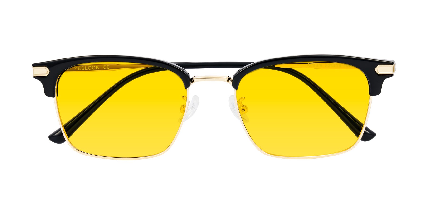 Folded Front of Adsule in Black/Gold with Yellow Tinted Lenses