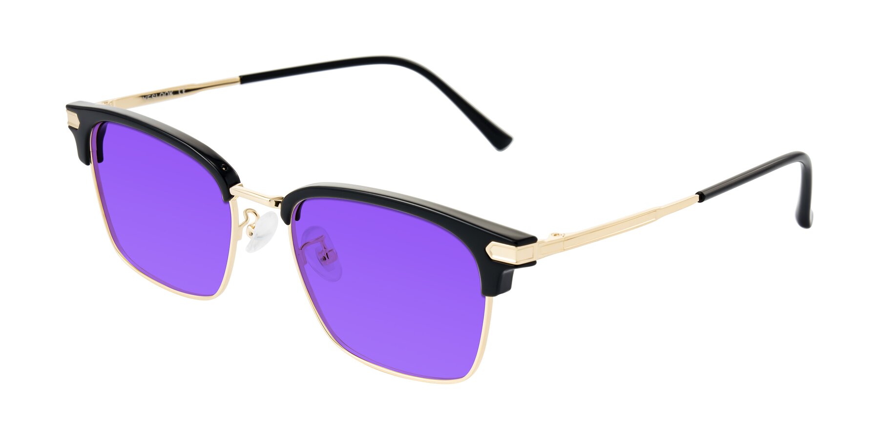 Angle of Adsule in Black/Gold with Purple Tinted Lenses
