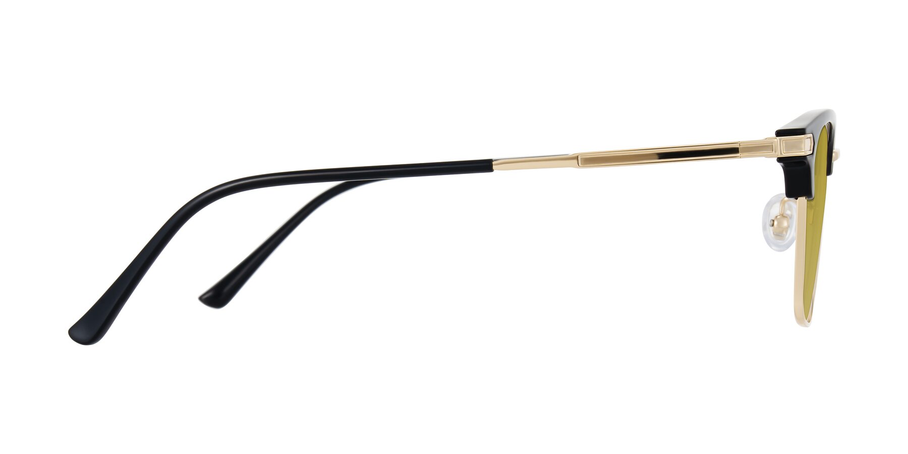Side of Adsule in Black/Gold with Champagne Tinted Lenses