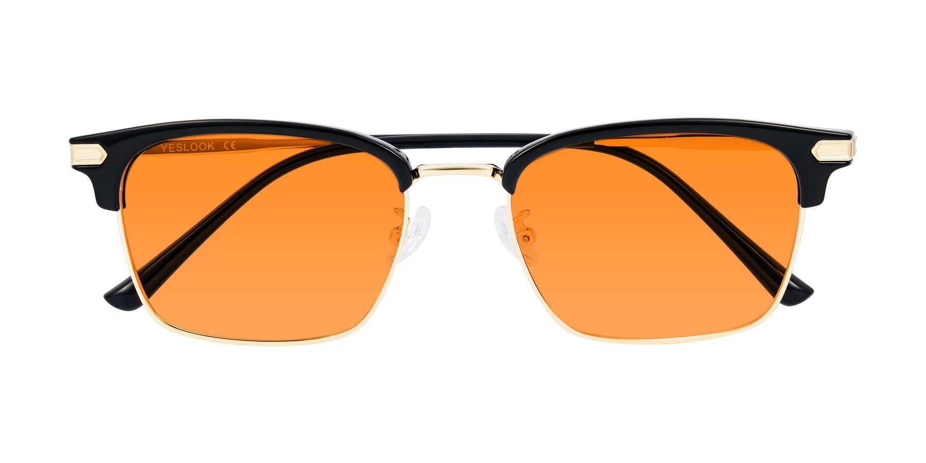 Folded Front of Adsule in Black/Gold with Orange Tinted Lenses