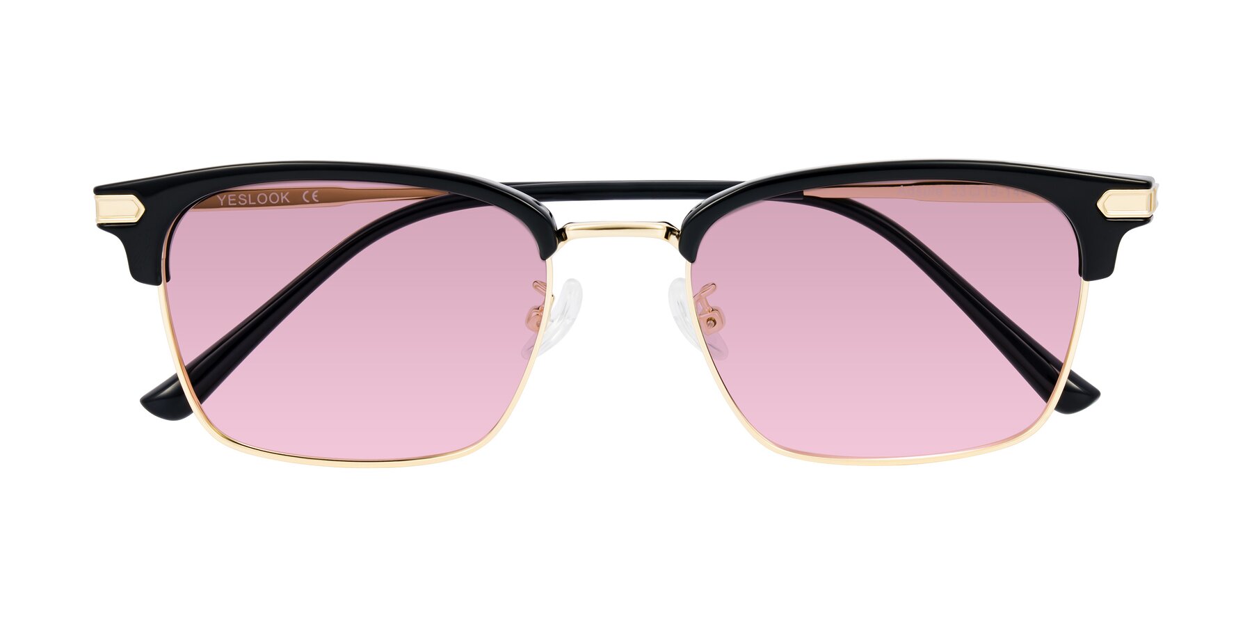 Folded Front of Adsule in Black/Gold with Light Wine Tinted Lenses