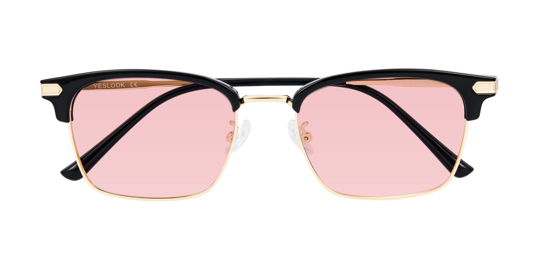 Folded Front of Adsule in Black/Gold with Light Garnet Tinted Lenses