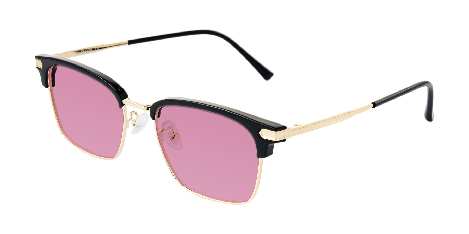 Angle of Adsule in Black/Gold with Medium Wine Tinted Lenses