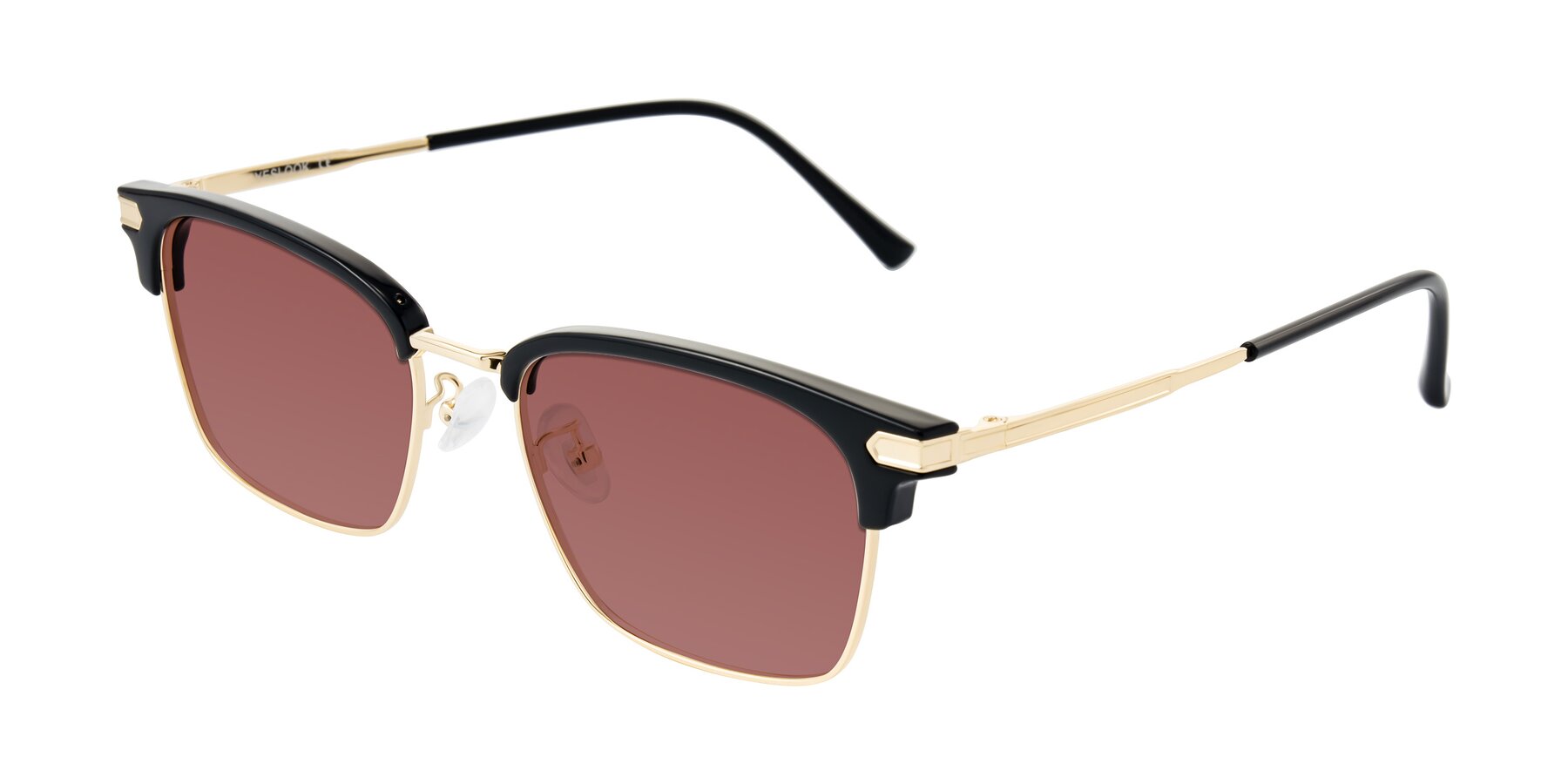 Angle of Adsule in Black/Gold with Garnet Tinted Lenses