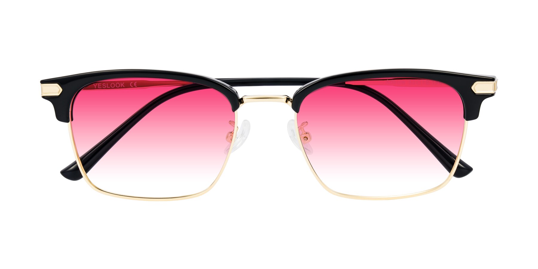 Folded Front of Adsule in Black/Gold with Pink Gradient Lenses
