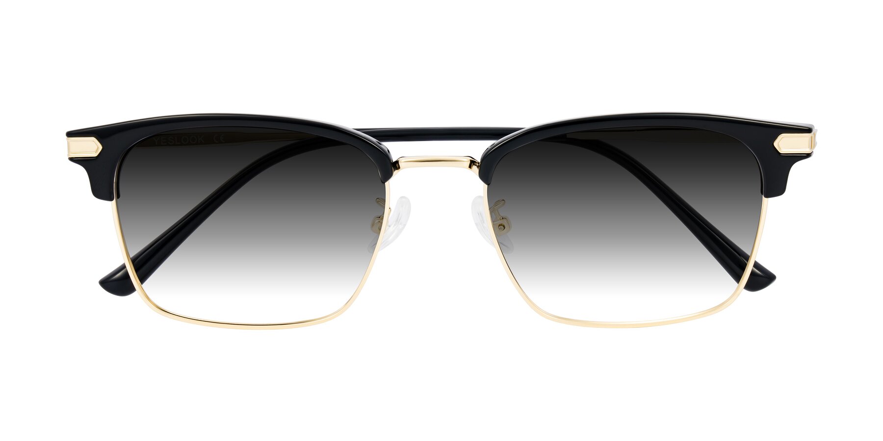 Folded Front of Adsule in Black/Gold with Gray Gradient Lenses