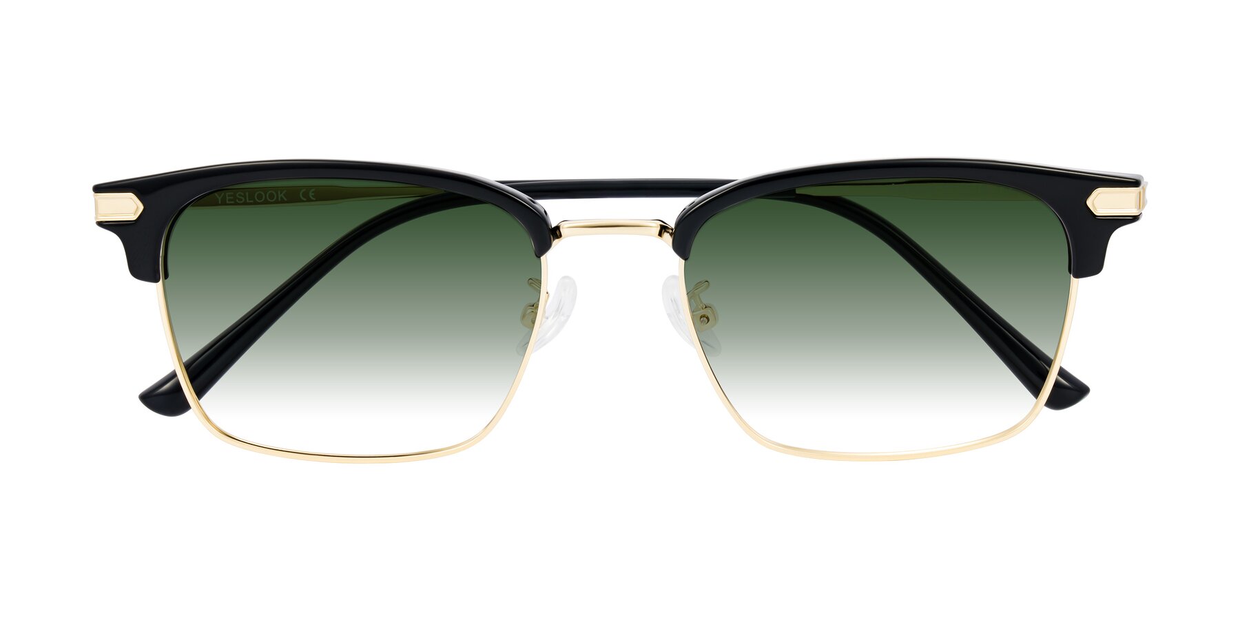Folded Front of Adsule in Black/Gold with Green Gradient Lenses