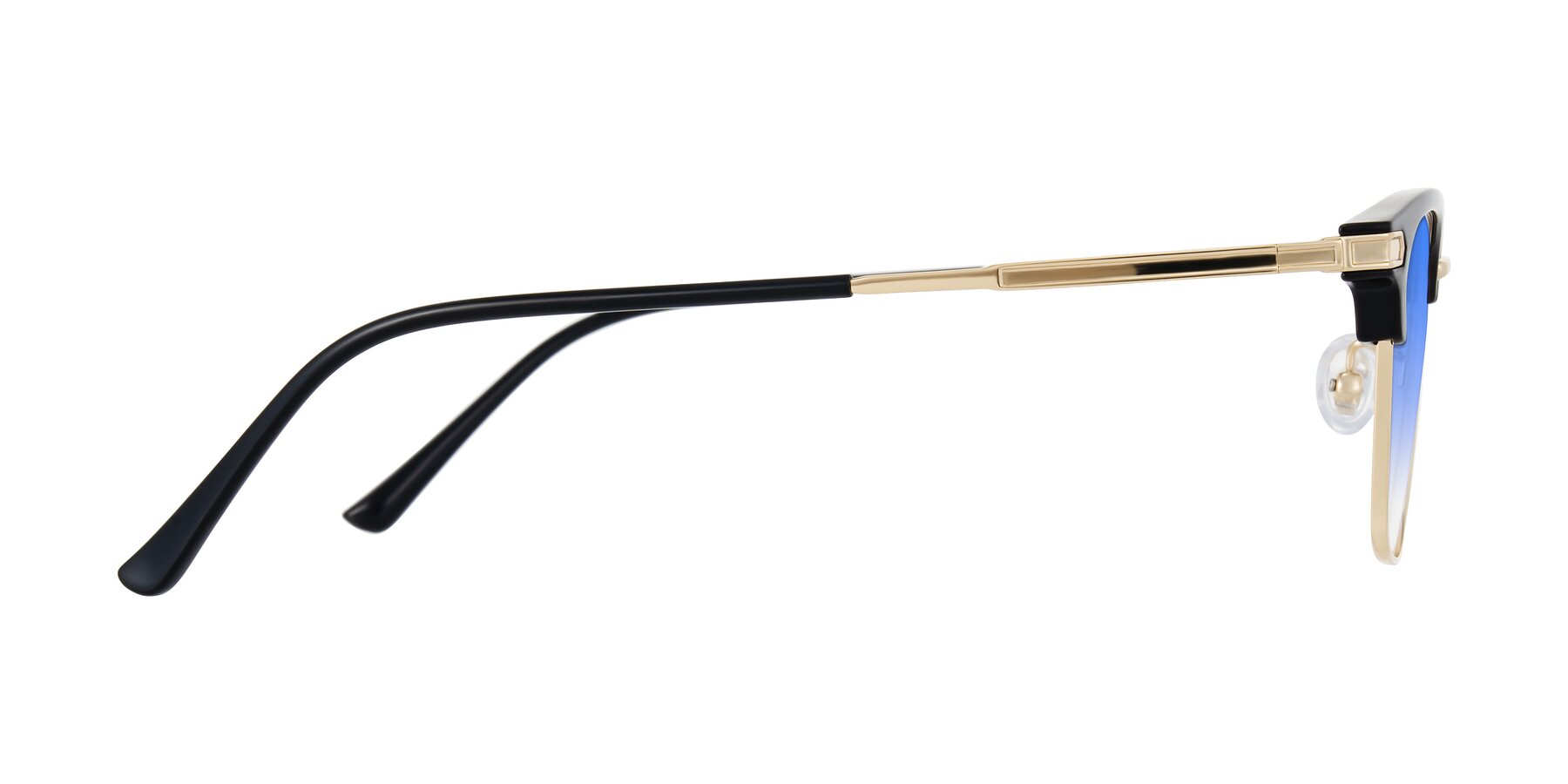 Side of Adsule in Black/Gold with Blue Gradient Lenses