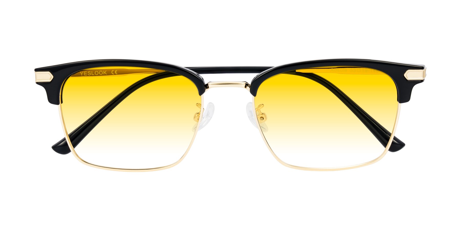 Folded Front of Adsule in Black/Gold with Yellow Gradient Lenses