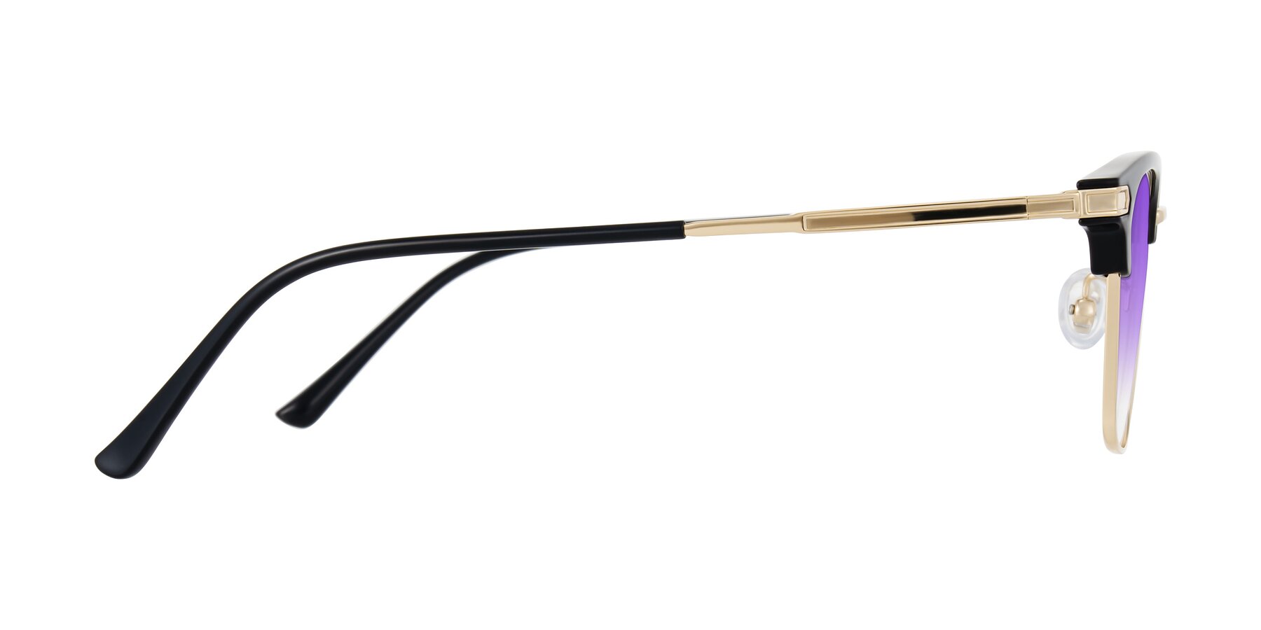 Side of Adsule in Black/Gold with Purple Gradient Lenses