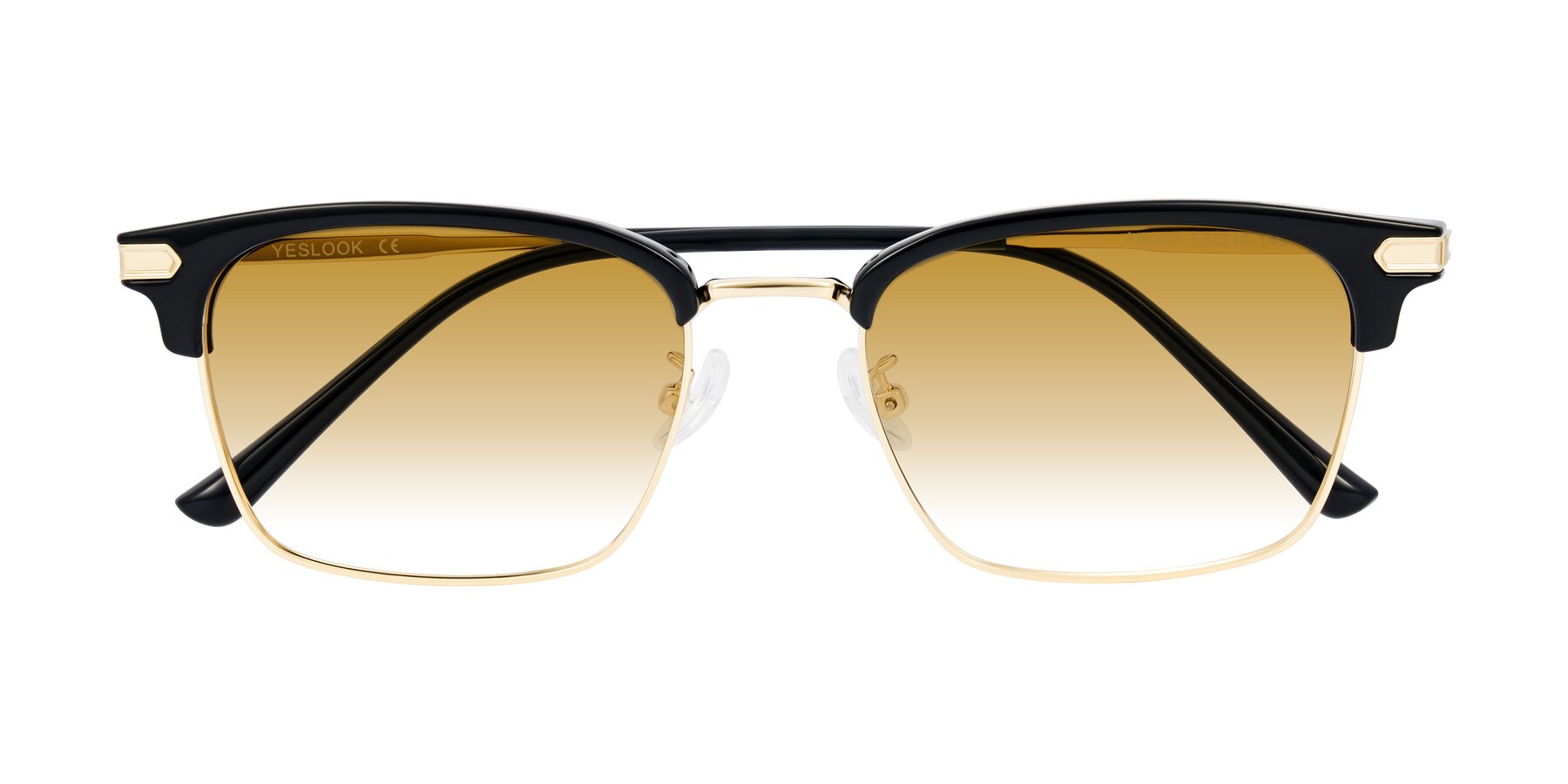 Folded Front of Adsule in Black/Gold with Champagne Gradient Lenses