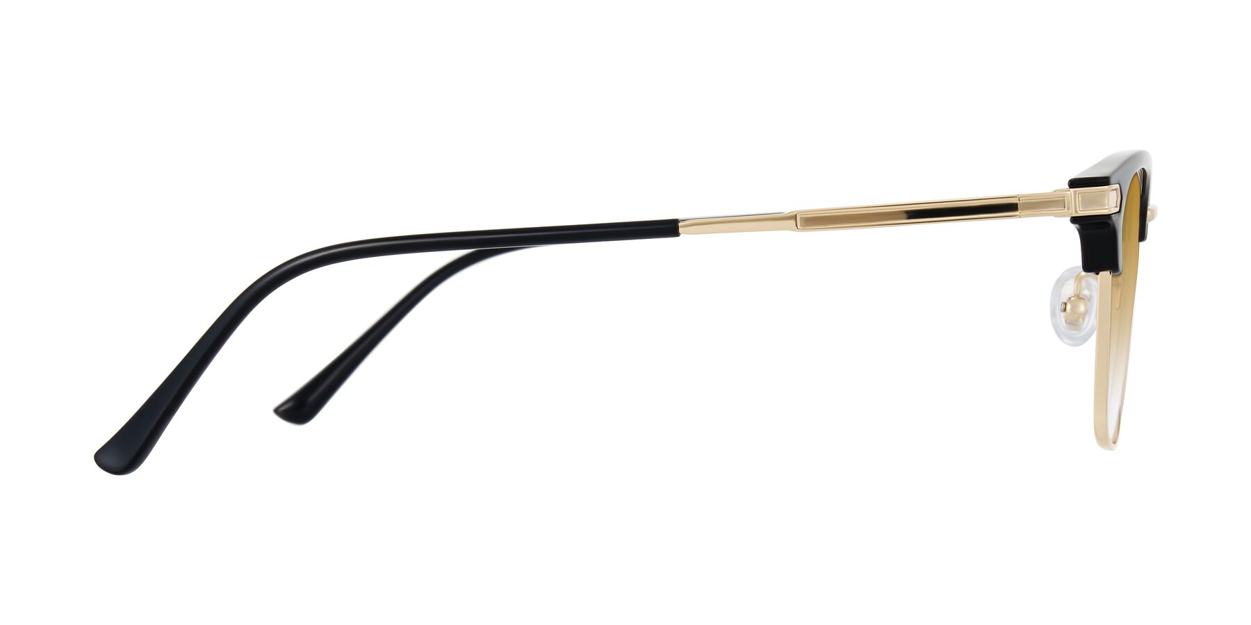 Side of Adsule in Black/Gold with Champagne Gradient Lenses