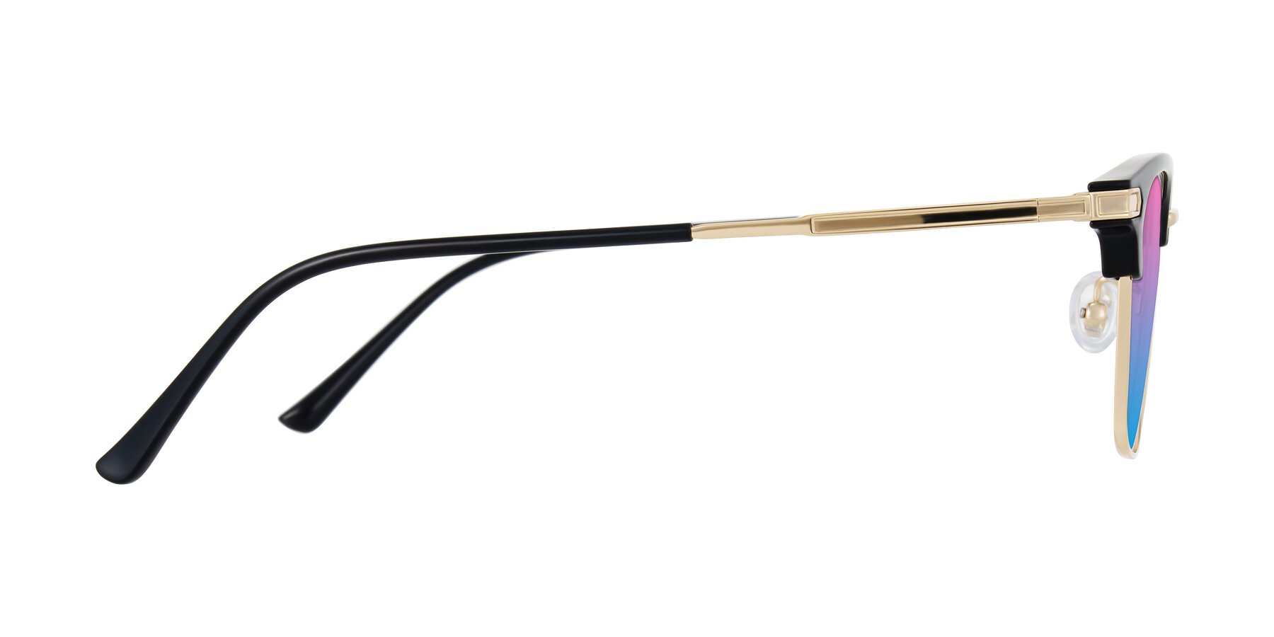 Side of Adsule in Black/Gold with Pink / Blue Gradient Lenses