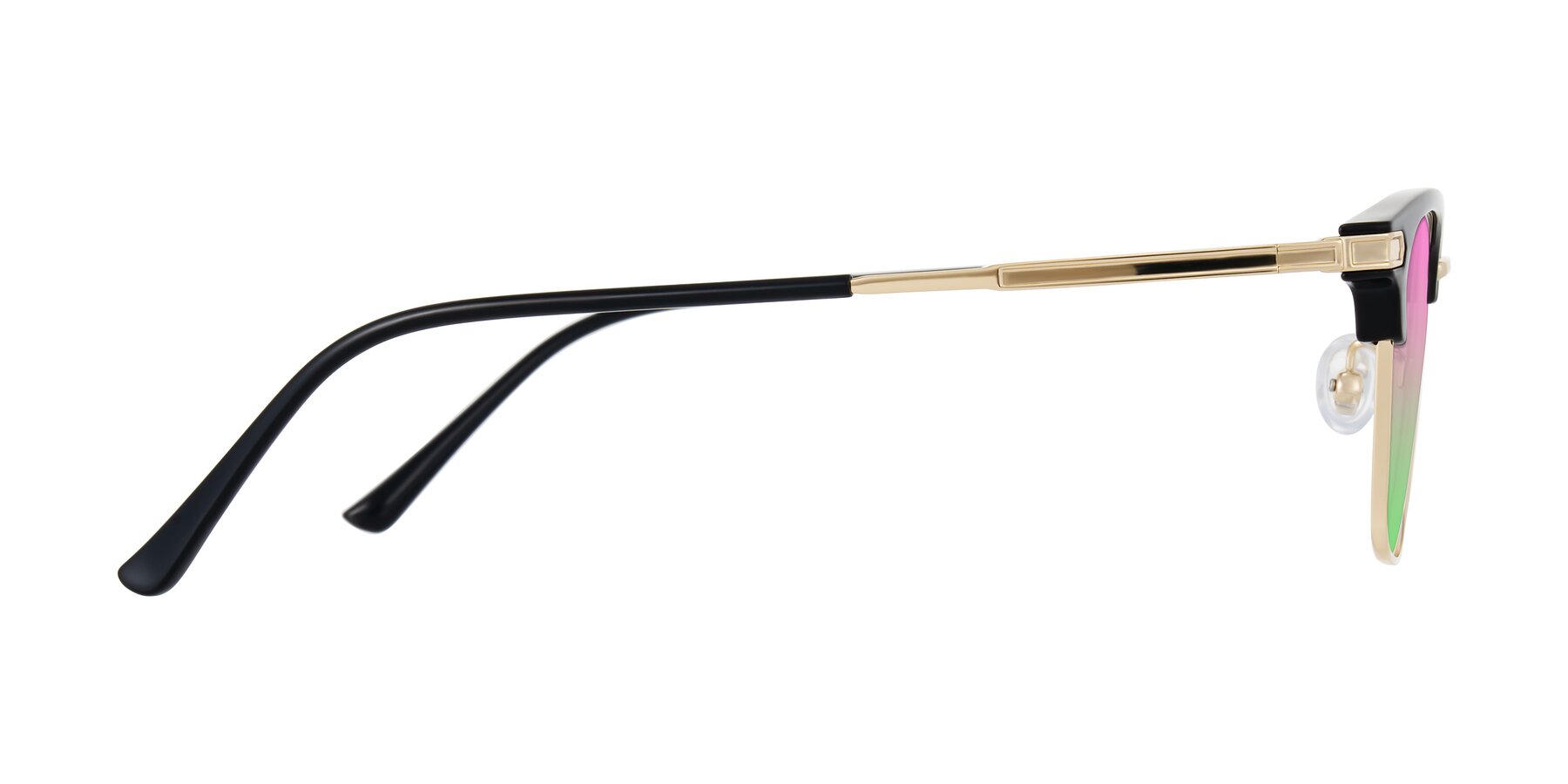Side of Adsule in Black/Gold with Pink / Green Gradient Lenses