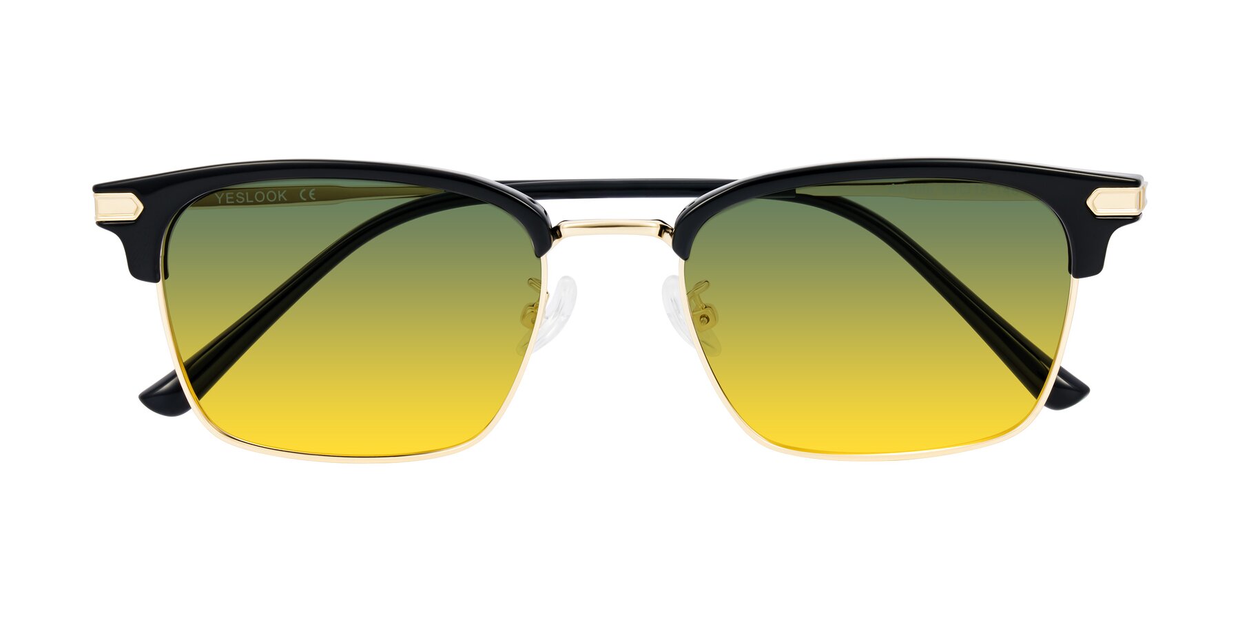 Folded Front of Adsule in Black/Gold with Green / Yellow Gradient Lenses