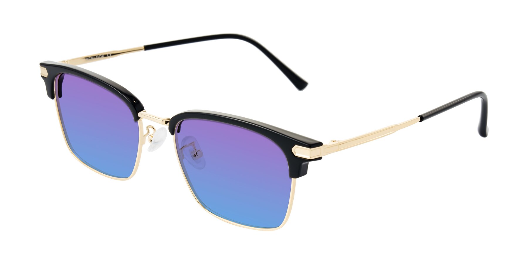 Angle of Adsule in Black/Gold with Purple / Blue Gradient Lenses