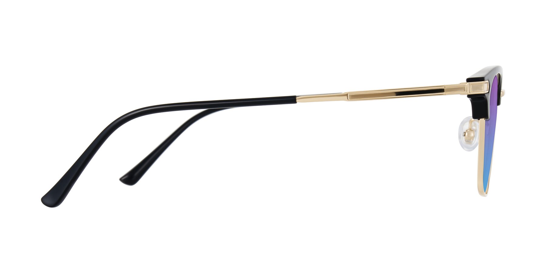 Side of Adsule in Black/Gold with Purple / Blue Gradient Lenses