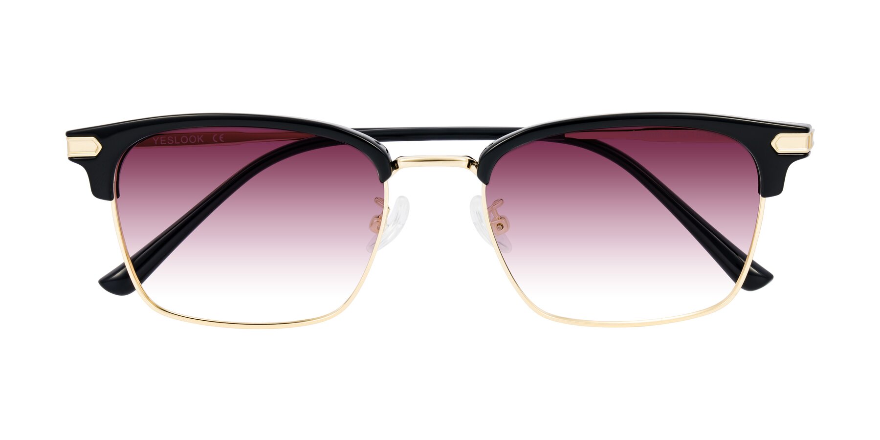 Folded Front of Adsule in Black/Gold with Wine Gradient Lenses