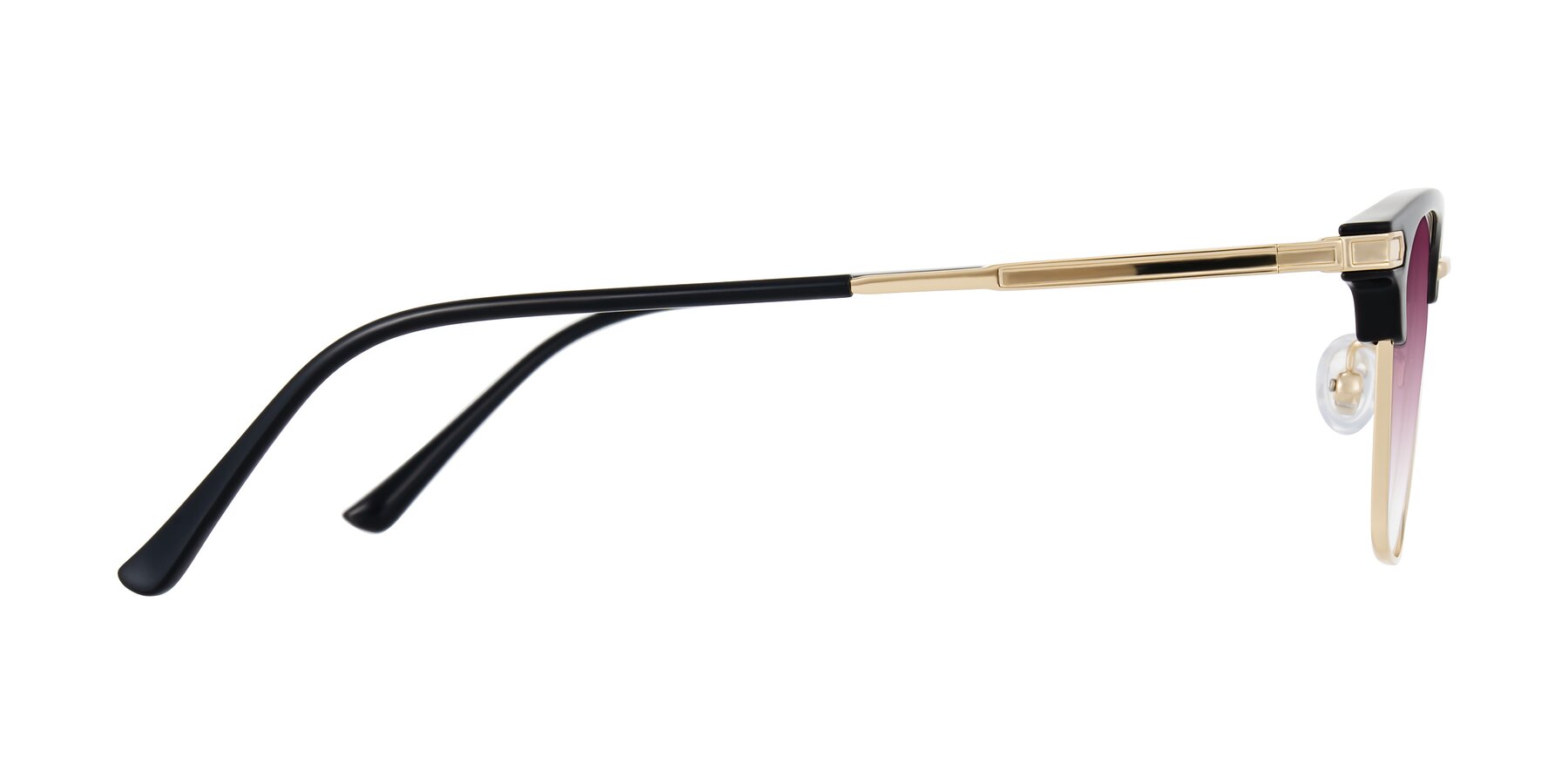 Side of Adsule in Black/Gold with Wine Gradient Lenses