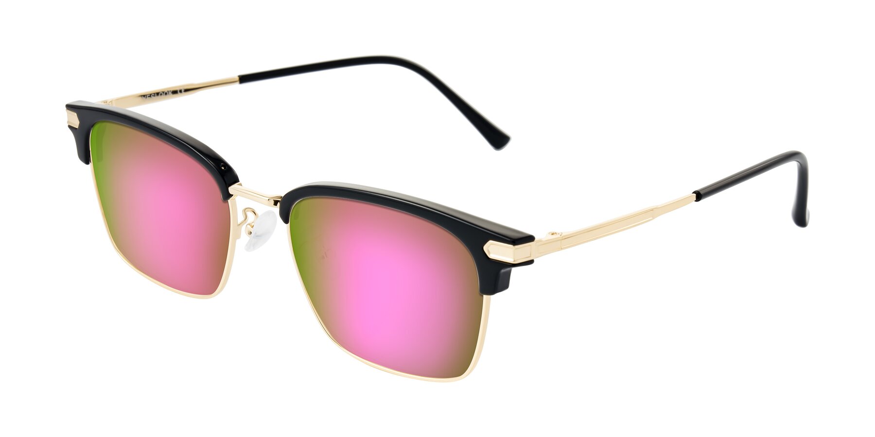 Angle of Adsule in Black/Gold with Pink Mirrored Lenses