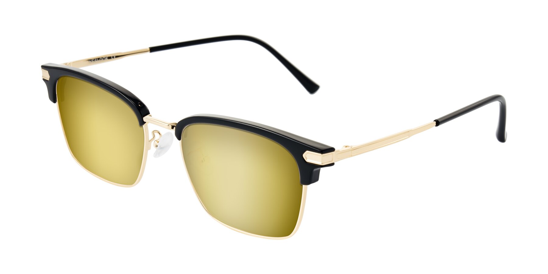 Angle of Adsule in Black/Gold with Gold Mirrored Lenses