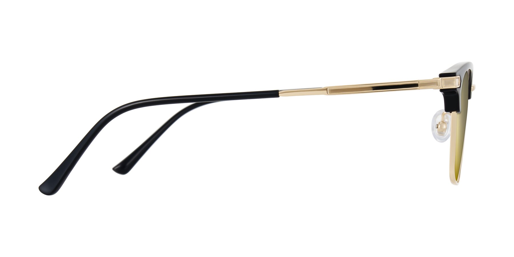 Side of Adsule in Black/Gold with Gold Mirrored Lenses