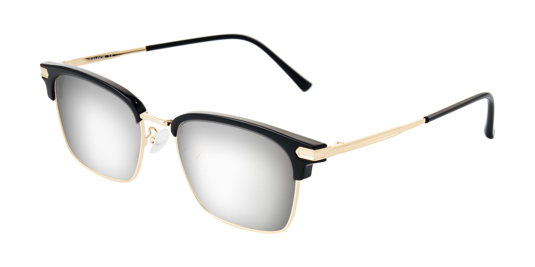 Angle of Adsule in Black/Gold with Silver Mirrored Lenses