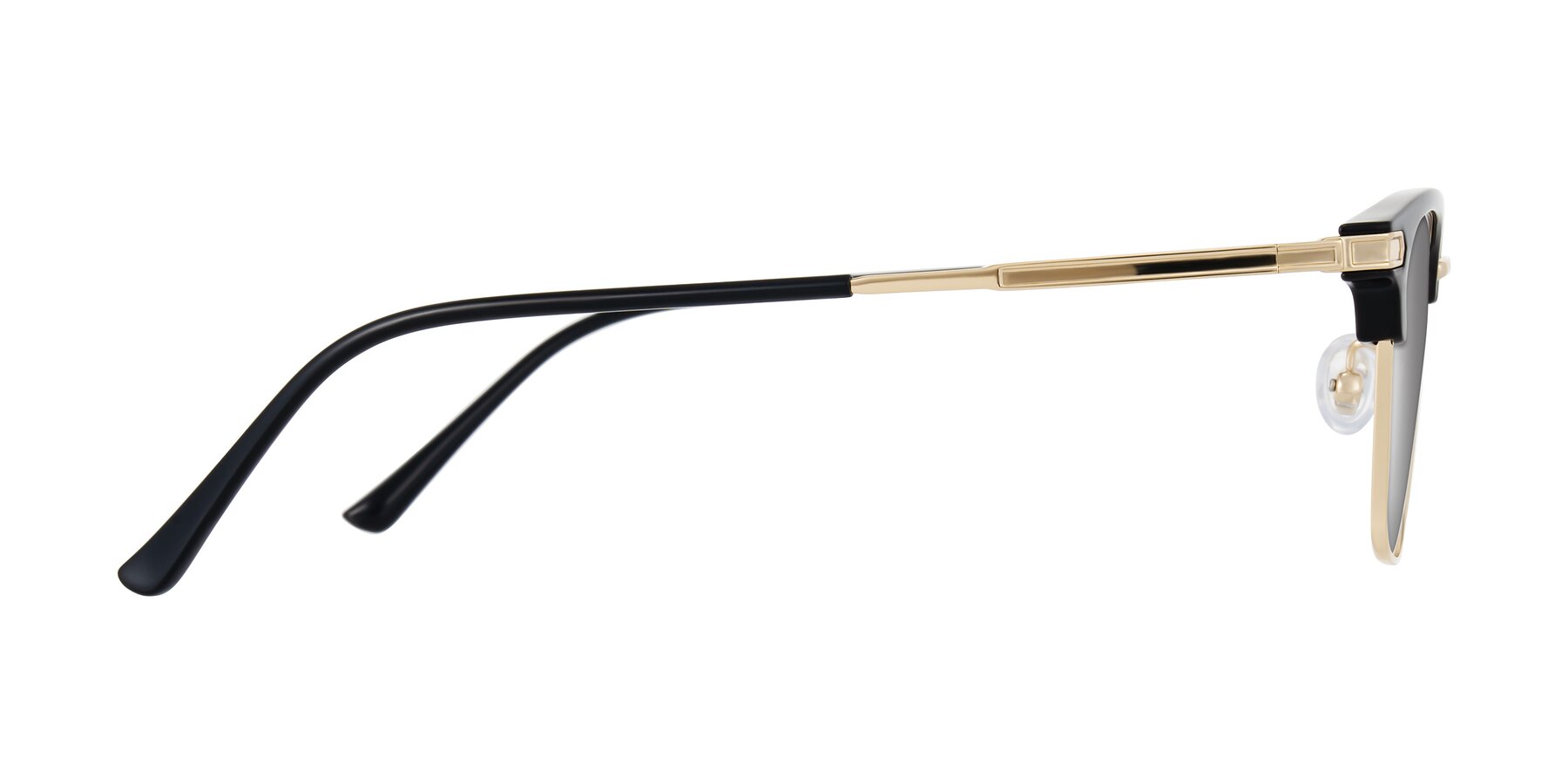 Side of Adsule in Black/Gold with Silver Mirrored Lenses