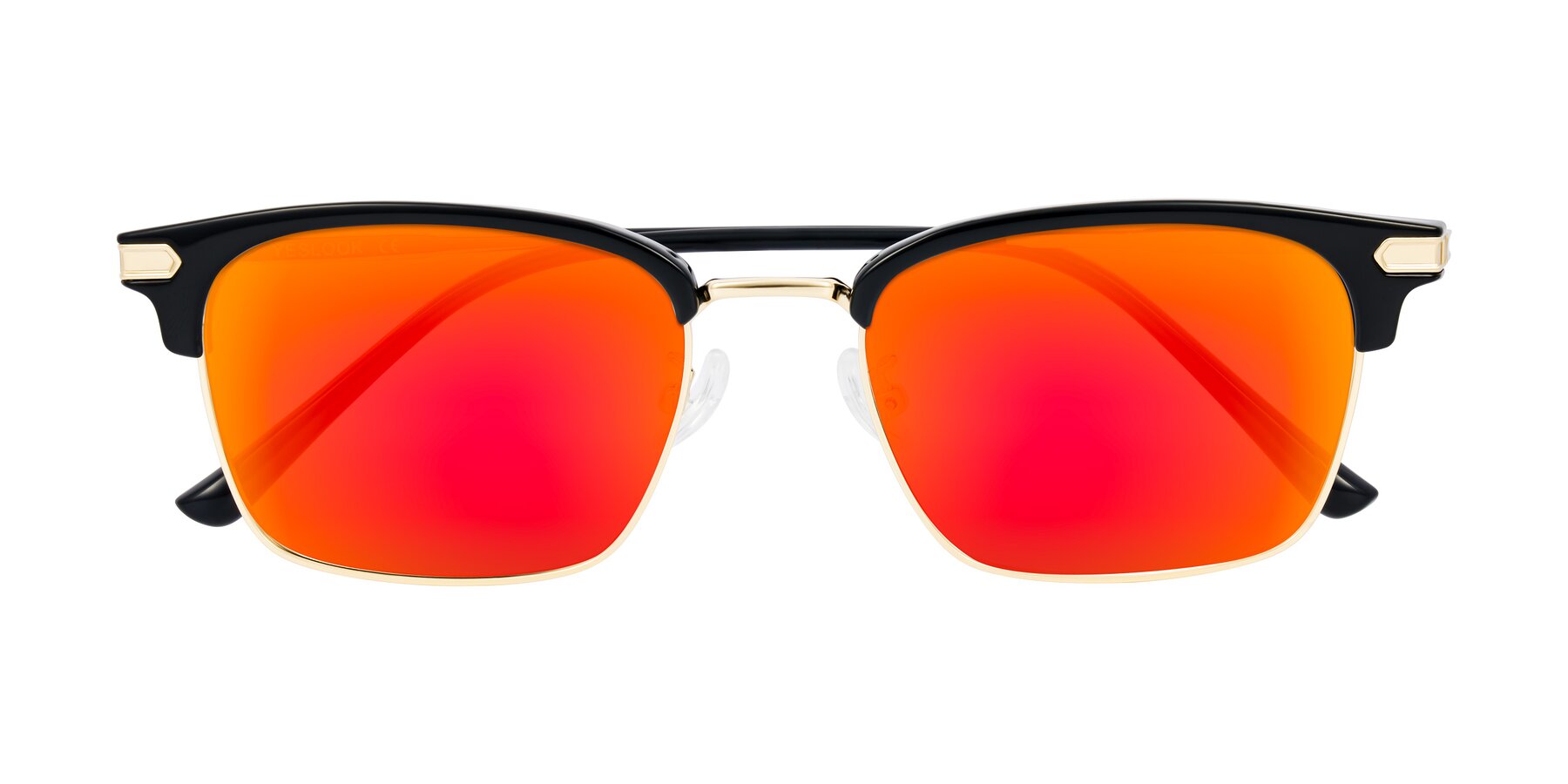 Folded Front of Adsule in Black/Gold with Red Gold Mirrored Lenses