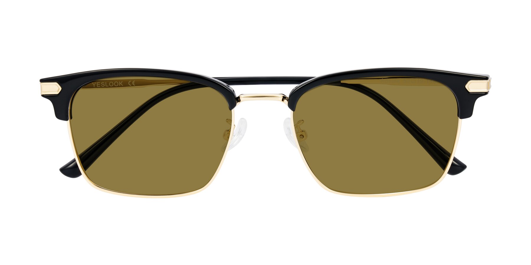 Folded Front of Adsule in Black/Gold with Brown Polarized Lenses