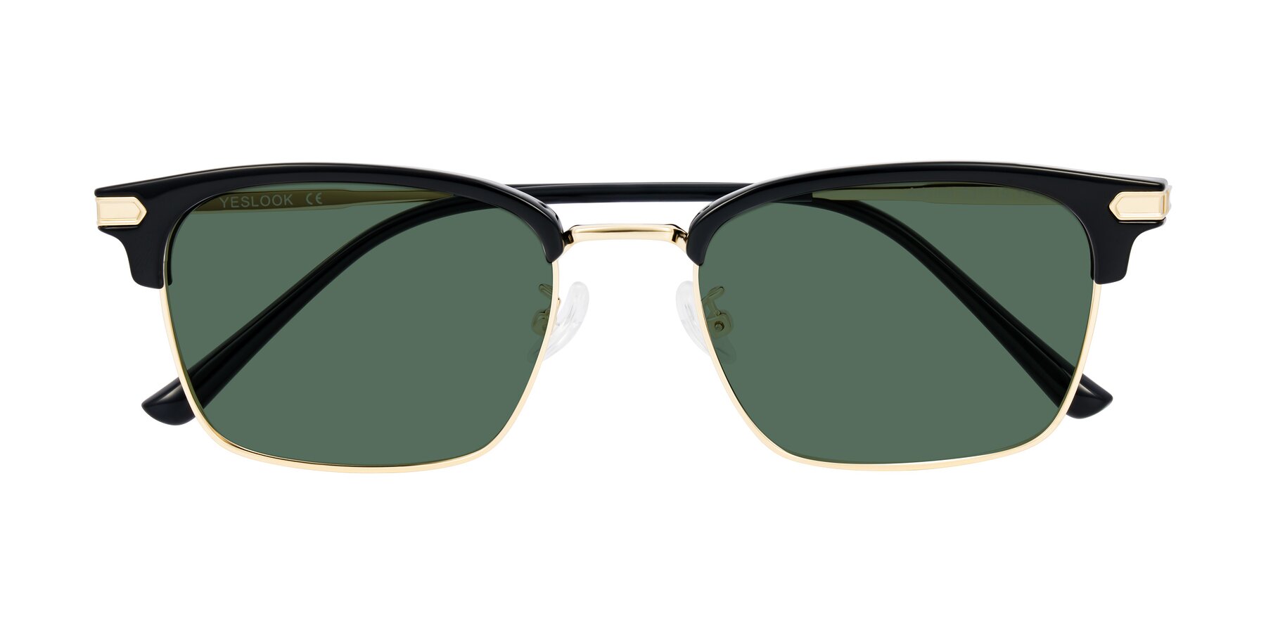 Folded Front of Adsule in Black/Gold with Green Polarized Lenses