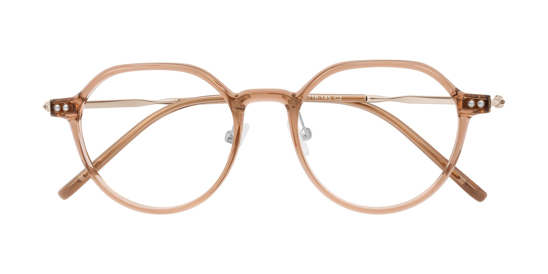 Folded Front of Ledesmo in Transparent Brown with Clear Eyeglass Lenses