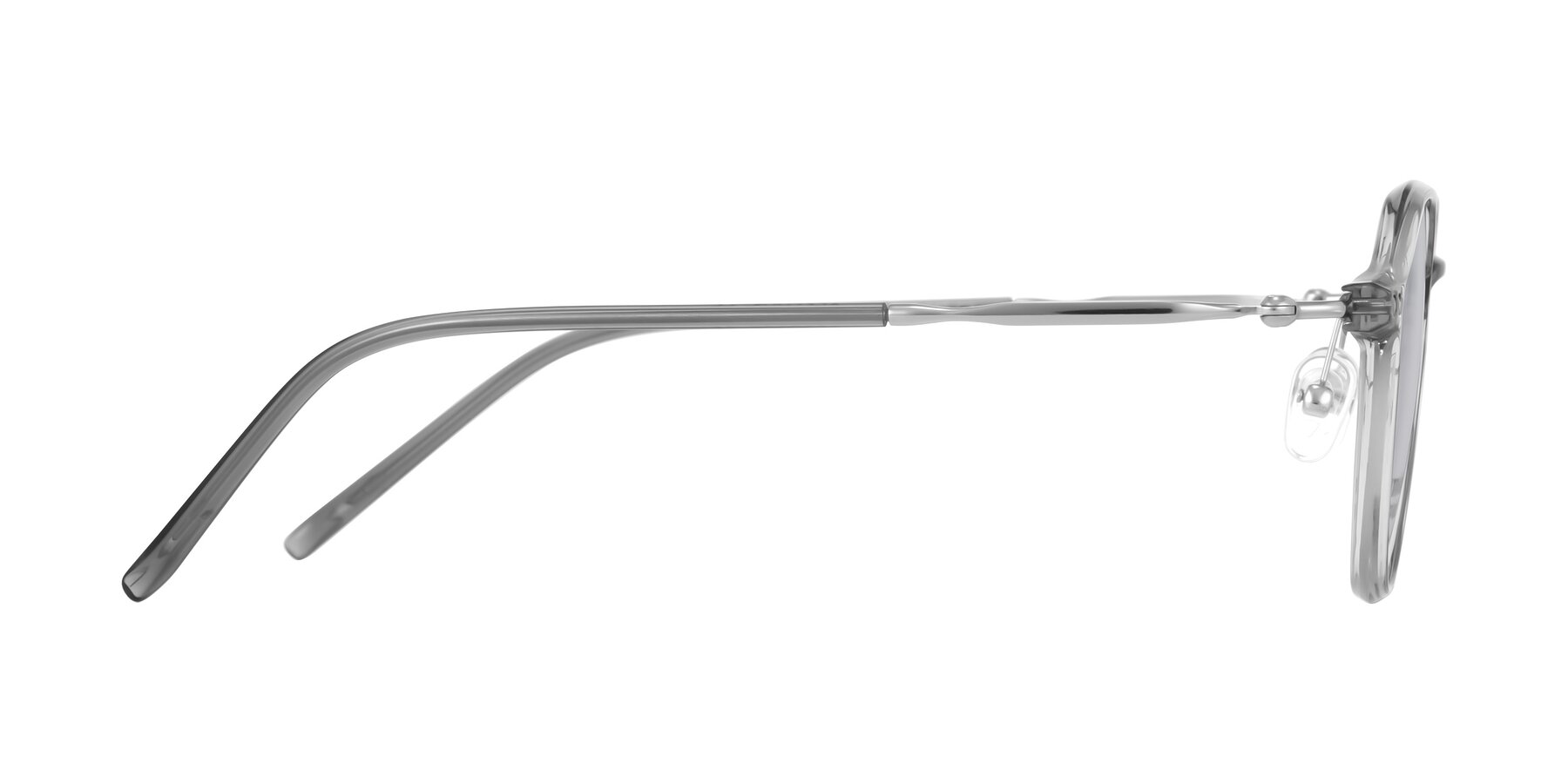Side of Ledesmo in Transparent Gray with Clear Eyeglass Lenses