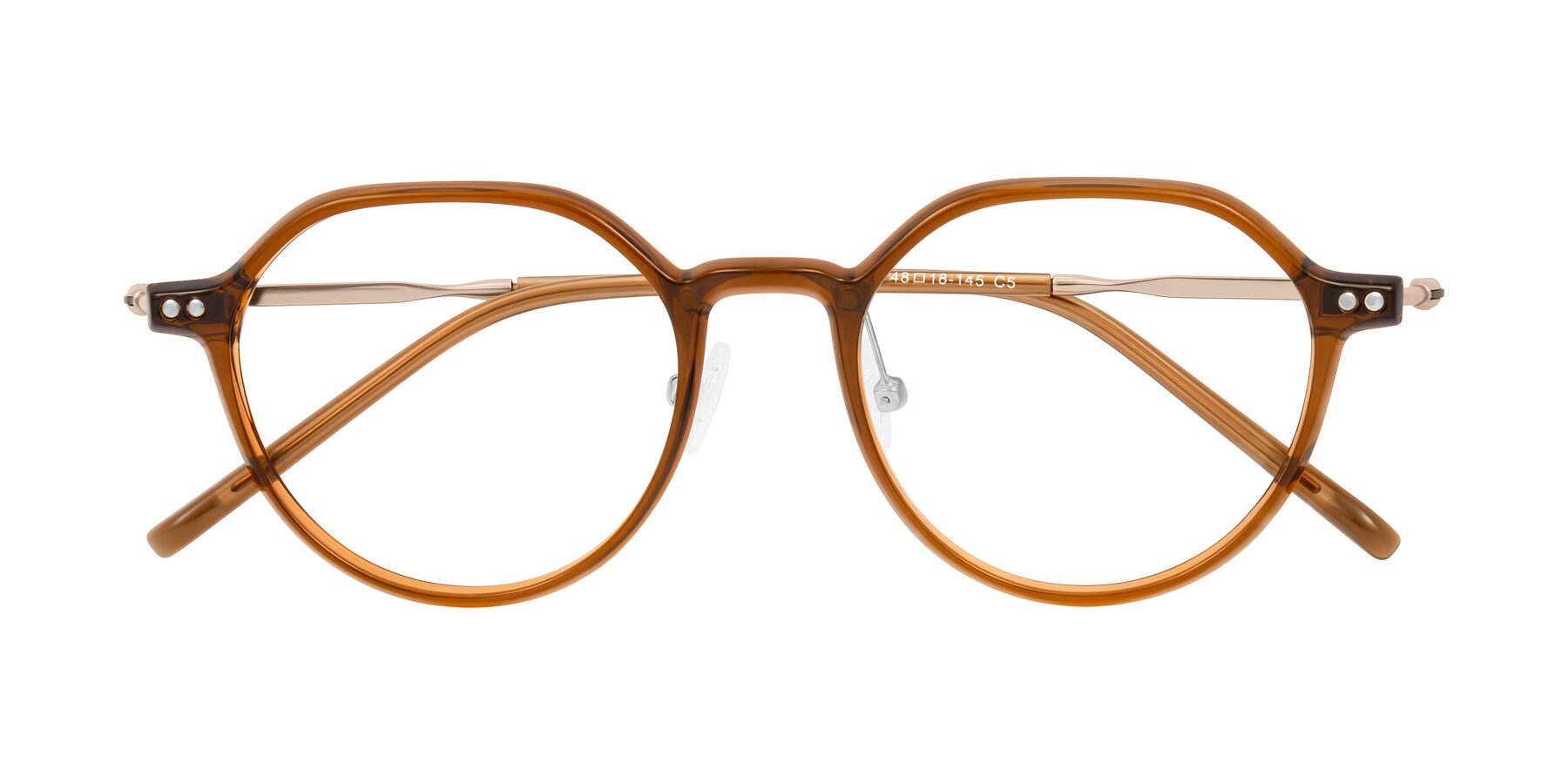 Folded Front of Ledesmo in Brown with Clear Eyeglass Lenses