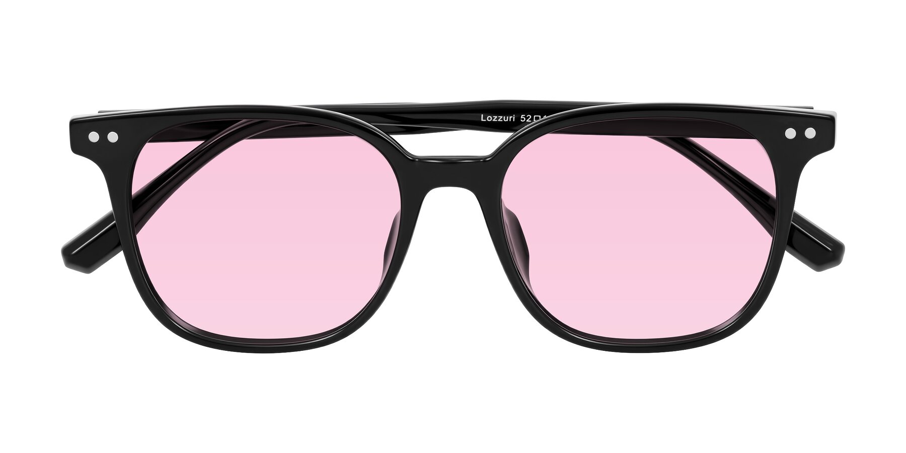 Folded Front of Lozzuri in Black with Light Pink Tinted Lenses