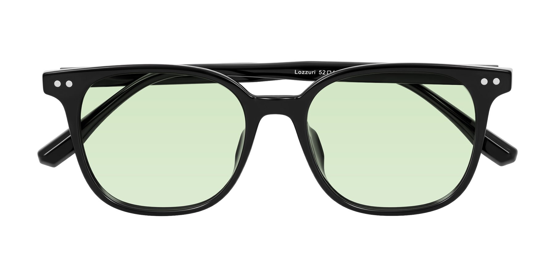Folded Front of Lozzuri in Black with Light Green Tinted Lenses