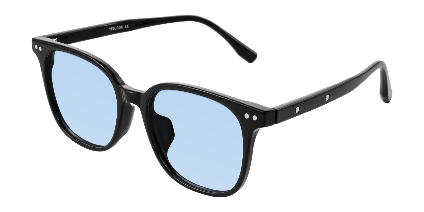 Angle of Lozzuri in Black with Light Blue Tinted Lenses