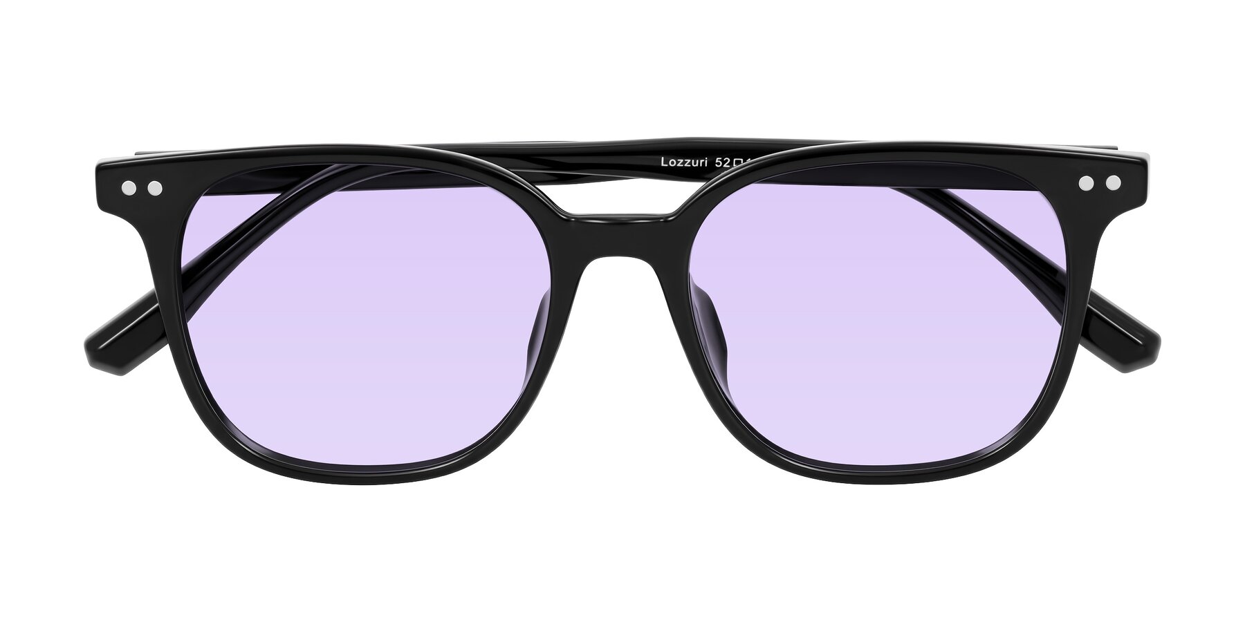 Folded Front of Lozzuri in Black with Light Purple Tinted Lenses
