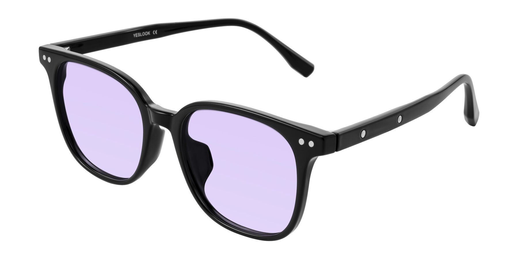 Angle of Lozzuri in Black with Light Purple Tinted Lenses