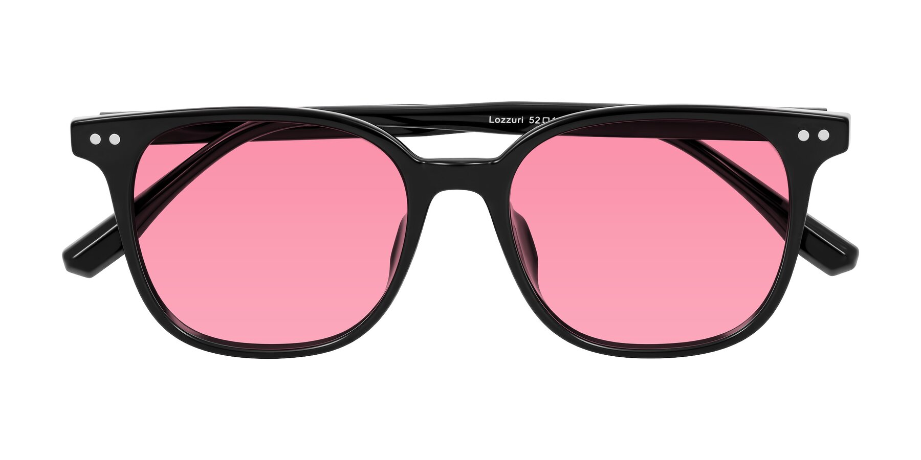 Folded Front of Lozzuri in Black with Pink Tinted Lenses